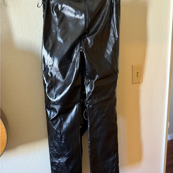 Baby Phat Shiny Black Lace-Up Pants - Picture 3 of 5